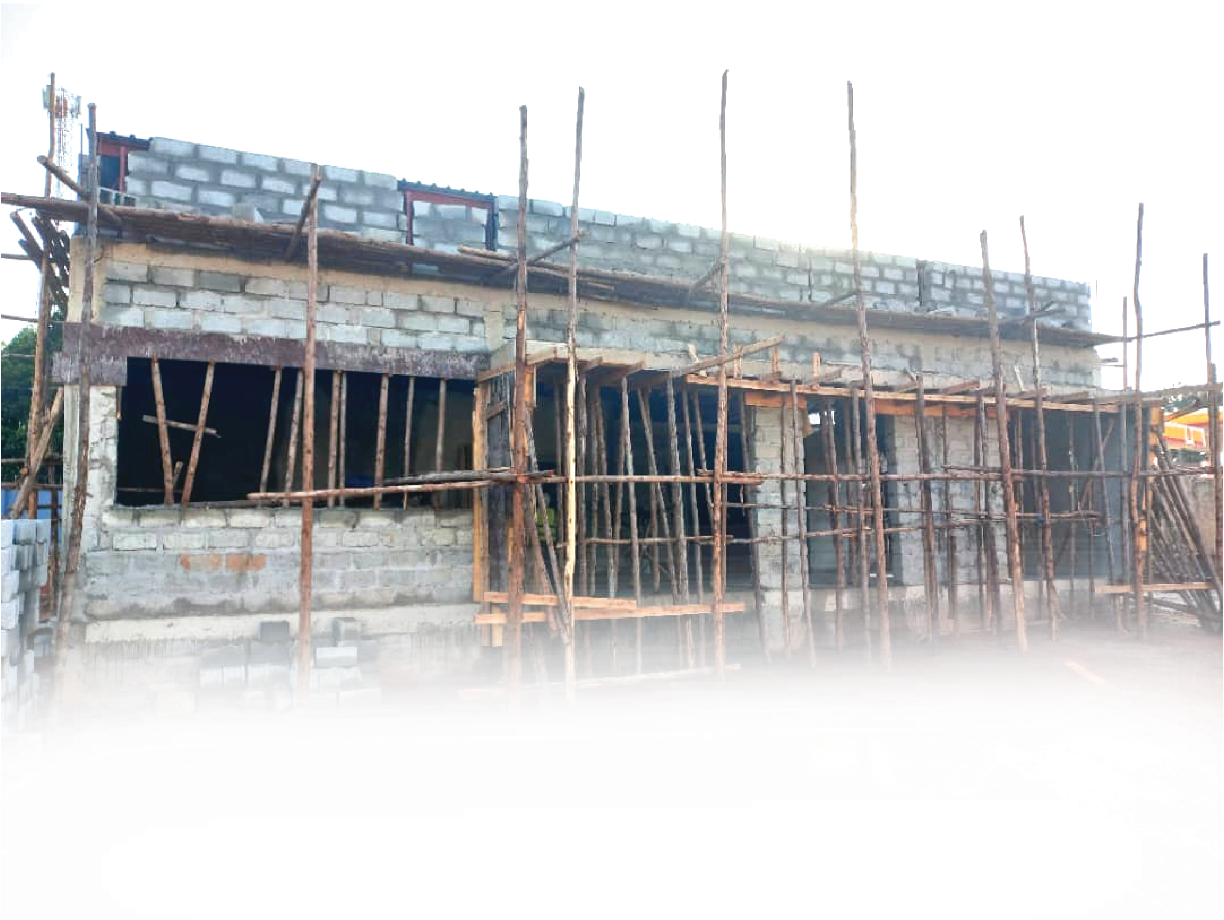 Masonry building under construction at superstructure stage